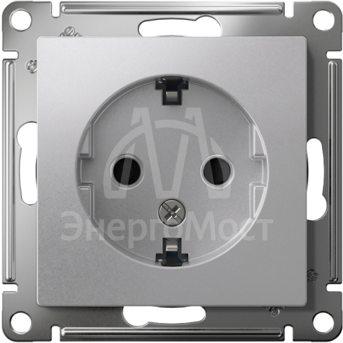 Механизм розетки 1-м СП AtlasDesign 16А с заземл. защ. шторки алюм. SchE ATN000345