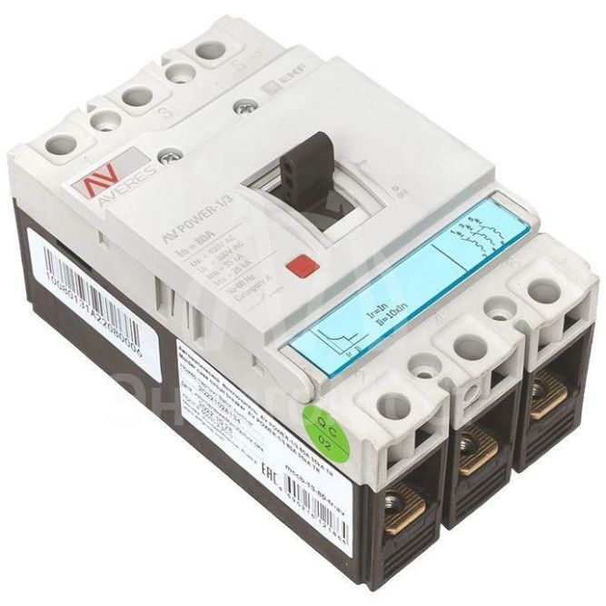 Выключатель автоматический 3п 80А 35кА AV POWER-1/3 TR AVERES EKF mccb-13-80-TR-av