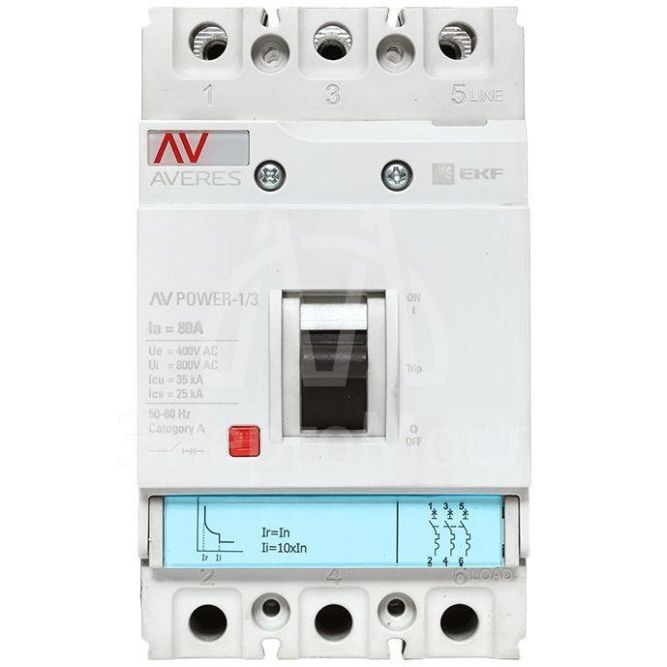 Выключатель автоматический 3п 80А 35кА AV POWER-1/3 TR AVERES EKF mccb-13-80-TR-av