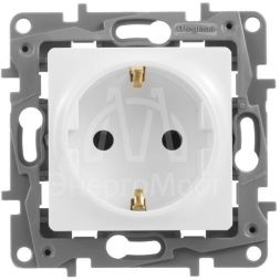 Механизм розетки 1-м СП Etika 2К+З 16А с заземл. винт. зажимы бел. Leg 672221