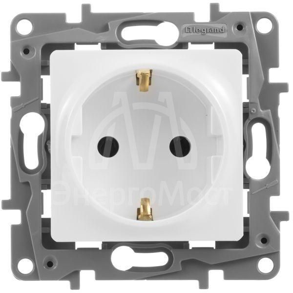 Механизм розетки 1-м СП Etika 2К+З 16А с заземл. винт. зажимы бел. Leg 672221