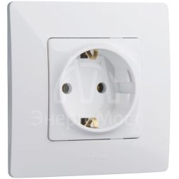 Механизм розетки 1-м СП Etika 2К+З 16А с заземл. винт. зажимы бел. Leg 672221