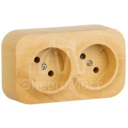 Розетка 2-м ОП Quteo 16А IP20 без заземл. дерево Leg 782272