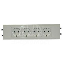 Механизм розетки 4-м СП Mosaic New 8мод. для кабель-канала DLP с заземл. с суппорт. бел. Leg 077434