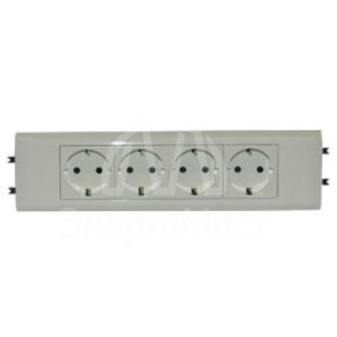 Механизм розетки 4-м СП Mosaic New 8мод. для кабель-канала DLP с заземл. с суппорт. бел. Leg 077434