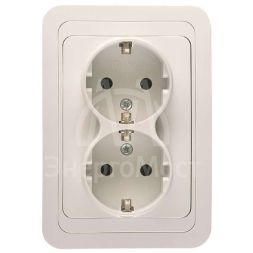 Розетка 2-м СП Mimoza 16А IP20 с заземл. бел./бел. Makel 12082