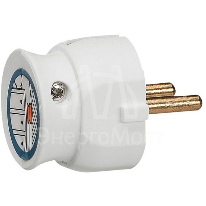 Вилка электрич. каб. Helium 16А 2P плоская бел. Leg 050183