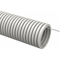 Труба гофрированная ПВХ d20мм с протяжкой сер. (уп.100м) TOKOV ELECTRIC TKE-TG/P-20-C06/100