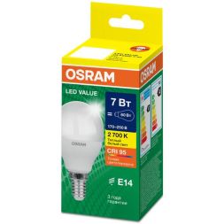 Лампа светодиодная LED G4 Value LVCLP60 7W/927 CRI95 7Вт 2700К 700лм шар матов. E14 170-250В OSRAM 4058075579620