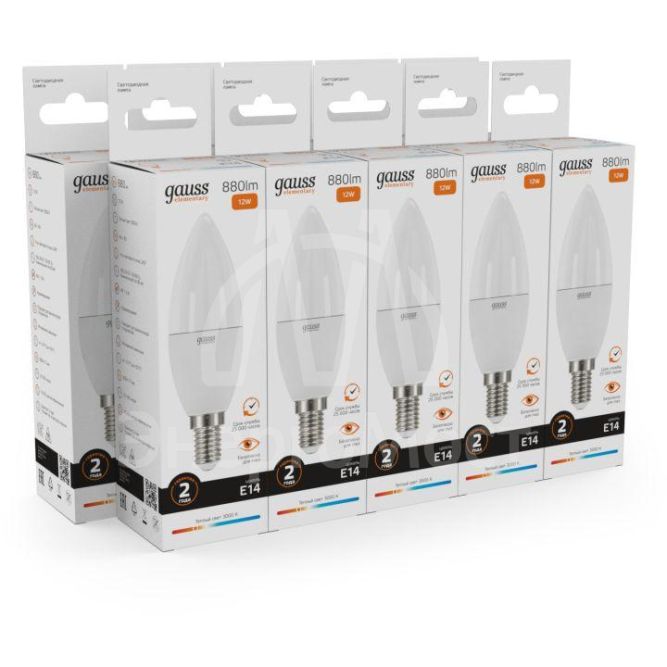 Лампа светодиодная Elementary Свеча 12Вт E14 3000К Gauss 33112