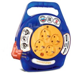 Удлинитель 4х10м с заземл. 6А IP20 У10-015 термо ПВС 3х0.75 в закрытом корпусе защ. шторки UNIVersal 1671