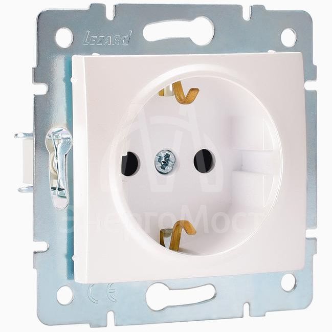 Механизм розетки 1-м СП KARINA защ. шторки с заземл. термопласт жемчуж./бел. перламутр LEZARD 707-3088-124B