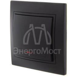 Выключатель 1-кл. 1п СП Мира 10А IP20 с подсветкой со вставкой черн. бархат LEZARD 701-4242-111