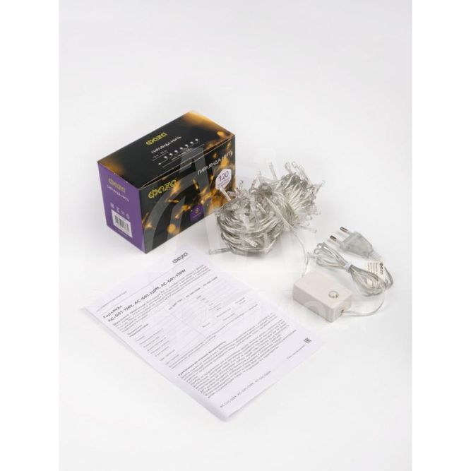 Гирлянда AC-G01-120Y 120LED 12.8м 8реж. 220В желт. ФАZА 5047631