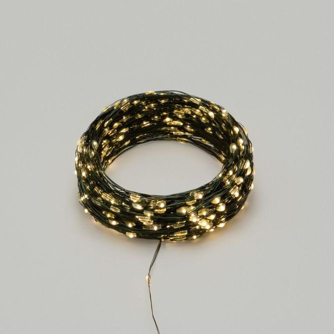 Гирлянда светодиодная &amp;quot;Роса&amp;quot; 50м 500LED тепл. бел. IP20 230В с контроллером провод зел. Neon-Night 303-286