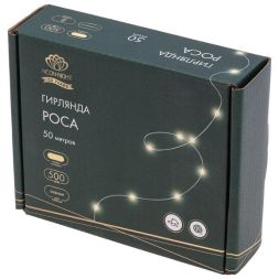 Гирлянда светодиодная &amp;quot;Роса&amp;quot; 50м 500LED тепл. бел. IP20 230В с контроллером провод зел. Neon-Night 303-286