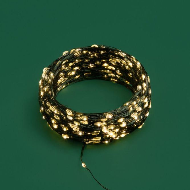 Гирлянда светодиодная &amp;quot;Роса&amp;quot; 50м 500LED тепл. бел. IP20 230В с контроллером провод зел. Neon-Night 303-286