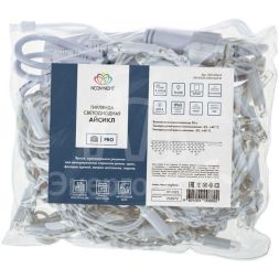 Гирлянда светодиодная &amp;quot;Айсикл&amp;quot; (бахрома) 2.4х0.6м 76LED бел. 5Вт 230В IP65 провод бел. Neon-Night 255-034-6