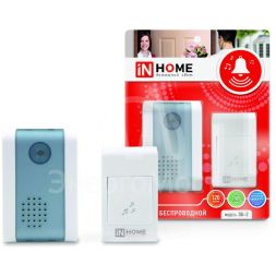 Звонок беспроводной полиф. ЗБ-2 32 мелодии 120м с цифр. кодир. с кнопкой бел./сер. IN HOME 4690612013305