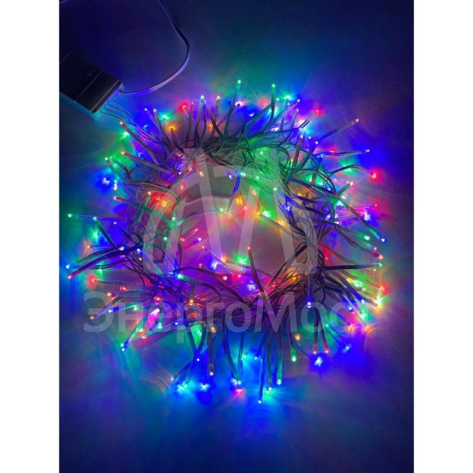 Гирлянда светодиодная &amp;quot;Мишура&amp;quot; 3м 200LED 220В IP20 прозр. провод мультиколор ЭРА Б0047972