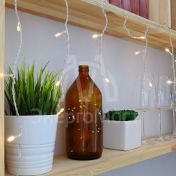 Гирлянда &amp;quot;Айсикл&amp;quot; (бахрома) 1.8х0.5м 48LED тепл. бел. 3Вт 230В IP20 провод прозр. Neon-Night 255-016