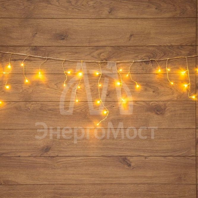 Гирлянда &amp;quot;Айсикл&amp;quot; (бахрома) 1.8х0.5м 48LED тепл. бел. 3Вт 230В IP20 провод прозр. Neon-Night 255-016
