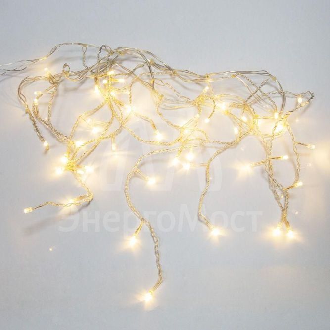 Гирлянда &amp;quot;Айсикл&amp;quot; (бахрома) 1.8х0.5м 48LED тепл. бел. 3Вт 230В IP20 провод прозр. Neon-Night 255-016