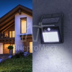Светильник фасадный ERAFS064-04 20LED 60лм с датчиком движения солнечная батарея ЭРА Б0044244
