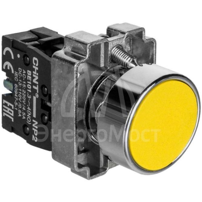 Кнопка управления NP2-BA51 без подсветки желт. 1НО IP40 CHINT 574844