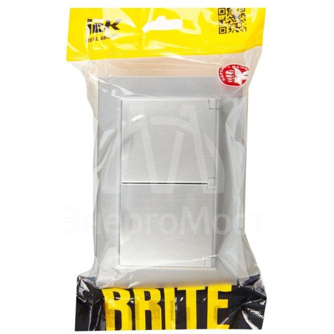 Розетка 2-м СП BRITE РСбш12-3-44-БрА 16А в сборе IP44 с крышкой алюм. IEK BR-R26-16-44-K47-F