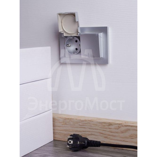 Розетка 2-м СП BRITE РСбш12-3-44-БрА 16А в сборе IP44 с крышкой алюм. IEK BR-R26-16-44-K47-F