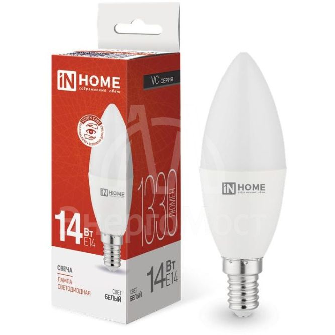 Лампа светодиодная LED-СВЕЧА-VC 14Вт E14 4000К 1330лм IN HOME 4690612047768