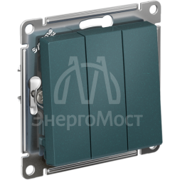 Механизм выключателя 3-кл. СП AtlasDesign 10А IP20 (сх. 1+1+1) 10AX изумруд SchE ATN000831