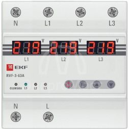 Реле выбора фаз с дисплеем RVF-3-63А PROxima EKF RVF-3-63a