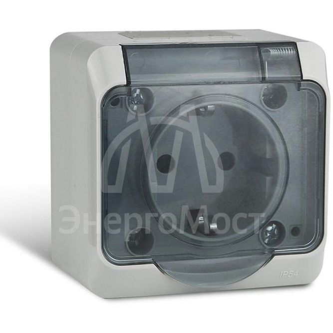 Розетка 1-м ОП Nix 16А IP54 250В с заземл. с прозр. крышкой сер. TOKOV ELECTRIC TKE-NX-R1Z-C06T-IP54