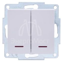 Механизм выключателя 2-кл. с индик. СП VESNA бел. LEZARD 742-0288-112