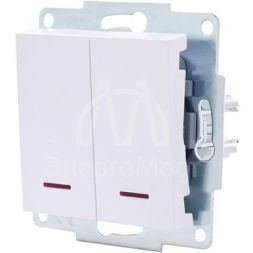 Механизм выключателя 2-кл. с индик. СП VESNA бел. LEZARD 742-0288-112