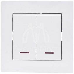 Механизм выключателя 2-кл. с индик. СП VESNA бел. LEZARD 742-0288-112