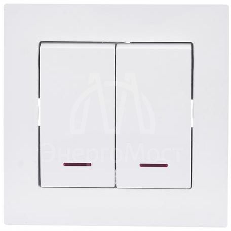 Механизм выключателя 2-кл. с индик. СП VESNA бел. LEZARD 742-0288-112