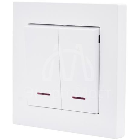 Механизм выключателя 2-кл. с индик. СП VESNA бел. LEZARD 742-0288-112