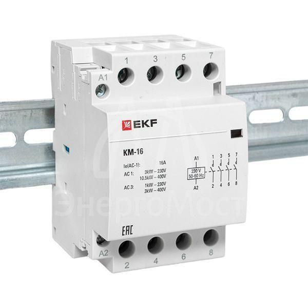 Контактор модульный КМ 16А 4NО (3 мод.) EKF km-3-16-40