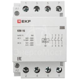 Контактор модульный КМ 16А 4NО (3 мод.) EKF km-3-16-40