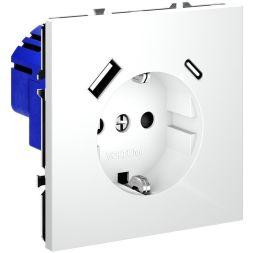 Розетка 1-м СП S70 16А с USB A+С с заземл. защ. шторки механизм бел. матов. Voltum VLS040502