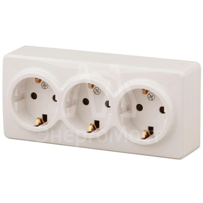 Розетка ОП 11-2209-02 3х2P+E Schuko защ. шторки 16АХ-250В Эксперт сл. кость ЭРА Б0020704