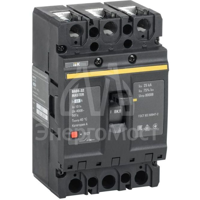 Выключатель автоматический 3п 63А 25кА ВА88-32 MASTER IEK SVA10-3-0063-02