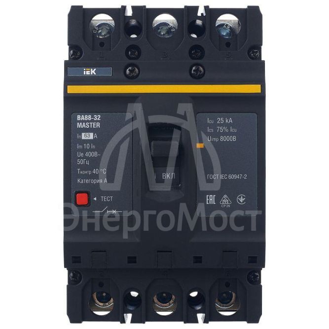 Выключатель автоматический 3п 63А 25кА ВА88-32 MASTER IEK SVA10-3-0063-02