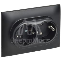 Розетка 2-м SKANDY 16А с заземл. без защ. шторок в сборе SK-R08Bl черн. IEK SK-R21-16-K02-F