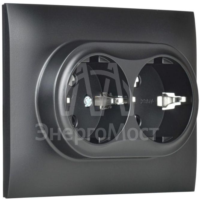Розетка 2-м SKANDY 16А с заземл. без защ. шторок в сборе SK-R08Bl черн. IEK SK-R21-16-K02-F