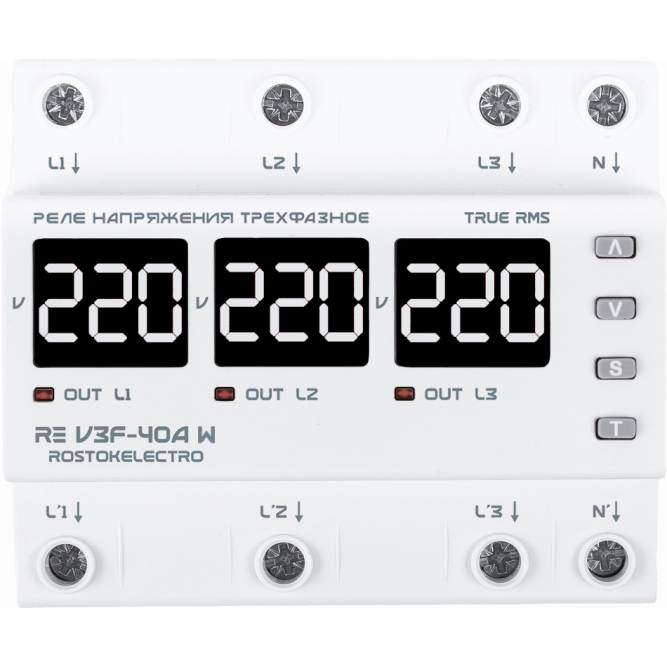 Реле напряжения трехфазное RE V3F-40А W