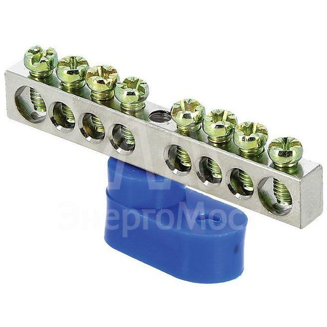 Шина нулевая N 6х9 8 отвер. никель син. угловой изолятор PROxima EKF sn1-63-08-1